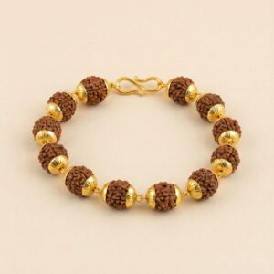 Gold Plated Rudraksha Bracelet – 5 Mukhi