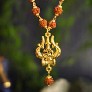 Gold Plated Rudraksha Om Trishool Necklace