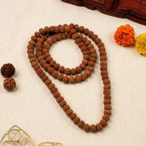 5 Mukhi Rudraksha Mala – 8mm, 108+1 Beads (Certified)